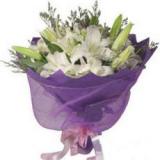 百合花:白玫瑰19枝，玻璃纸单枝包装，米兰外围，手柔纸圆形包装。