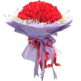 大田湾鲜花店鲜花:99枝红玫瑰.满天星点缀.手纹纸双层包