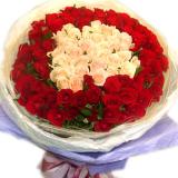 廖公庄东站鲜花店鲜花:红玫瑰，香槟玫瑰共99枝，手揉纸高档包装，此花需提前预定
