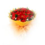 鲜花:99枝A级红玫瑰，外围多头白香水百合10枝，幸福草丰满，手柔纸高档包装