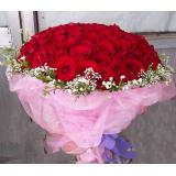 鲜花:22支精品白玫瑰,红色皱纹纸包装.